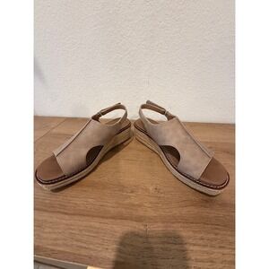 Corkys Ready Or Not Tan Wedge Sandals Espadrille Platform Slingback Womens 8